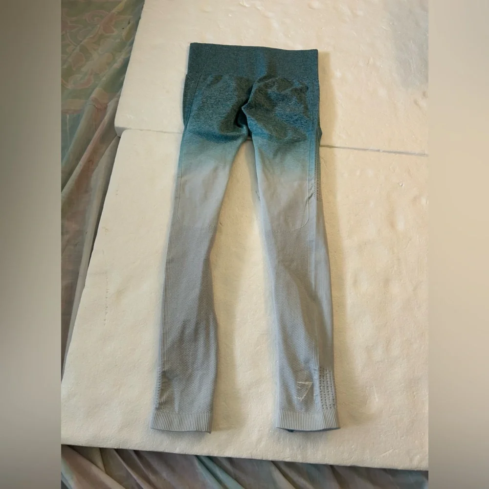 Gymshark teal white ombré seamless workout leggings sweat wicking high rise - Picture 10 of 12
